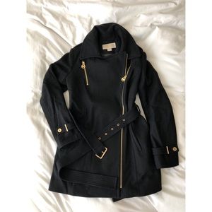 Michael Kors Black Peacoat with Gold Hardware